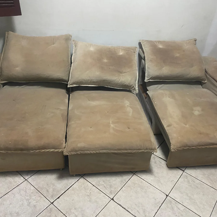 Sofá de canto antes da higienização